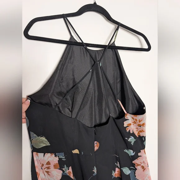 Jenny Yoo Kaila A-Line Gown Black Floral Maxi Dress Size 14 (Fits 10)